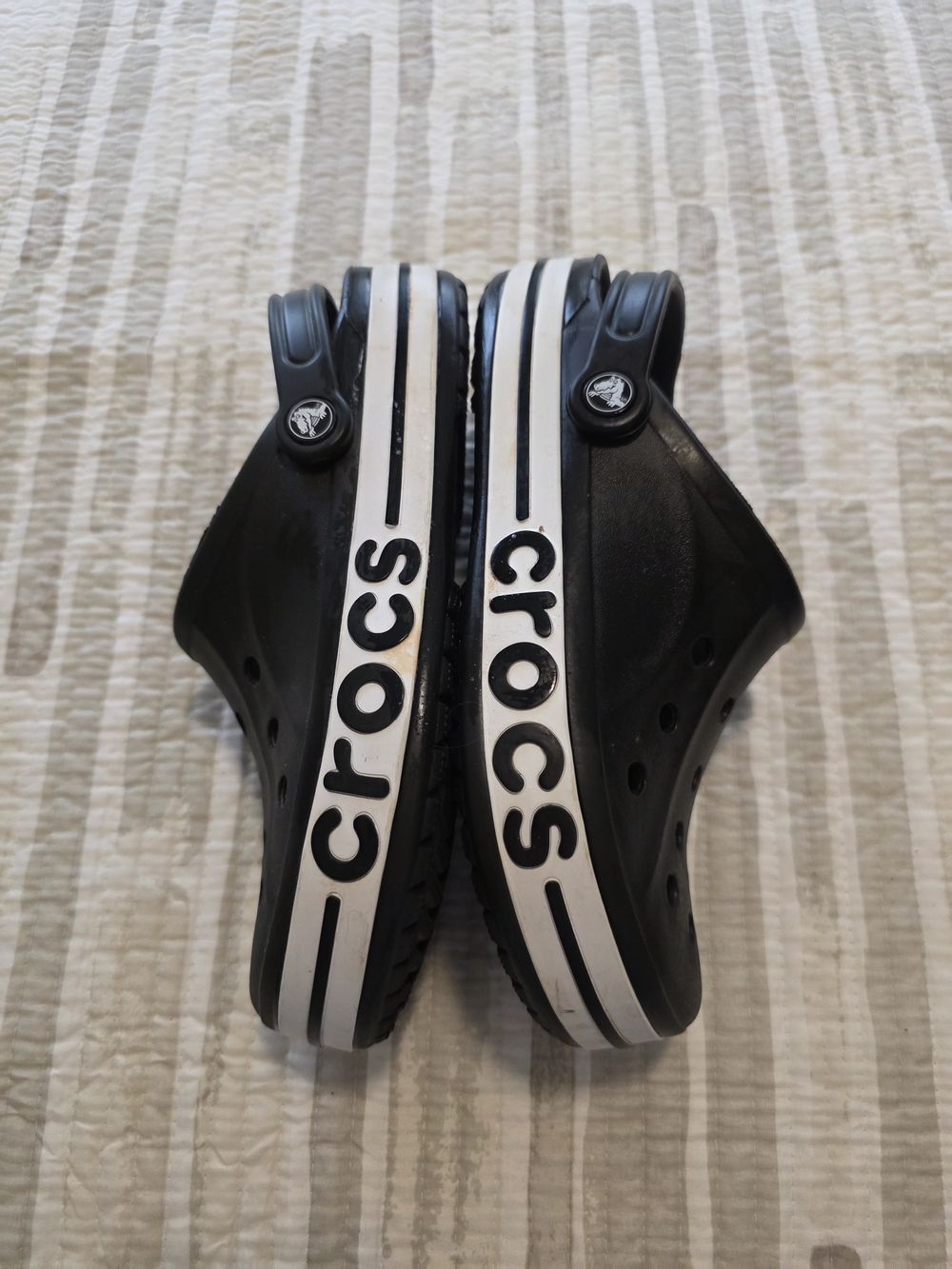CROCS Black and White Retro Clog Mules